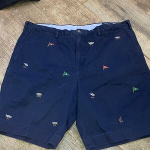 Polo Ralph Lauren Dark Blue Shorts with Embroidered Flags